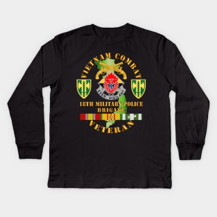 Vietnam Cbt Vet - 18th MP Bde DUI - SSI w VN SVC Kids Long Sleeve T-Shirt